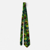 Groene kleur vintage bloemenprint stropdas (Achterkant)