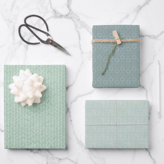 Groene Kleuren Inpakpapier Vellen (Voorkant)