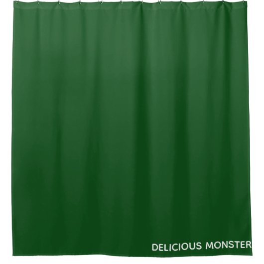 Groene kleurnaam van Delicious Monster Douchegordijn (Voorkant)
