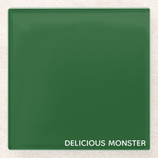 Groene kleurnaam van Delicious Monster Glazen Onderzetter (Voorkant)