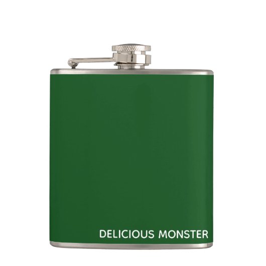 Groene kleurnaam van Delicious Monster Heupfles (Voorkant)