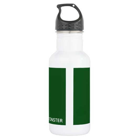 Groene kleurnaam van Delicious Monster Waterfles (Achterkant)