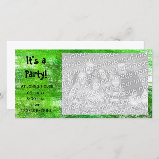 Groene kleurpotlood krabbeltjes feest uitnodigings (Voorkant / Achterkant)