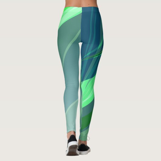 Groene kleurrijke Abstracte Leggings (Achterkant)