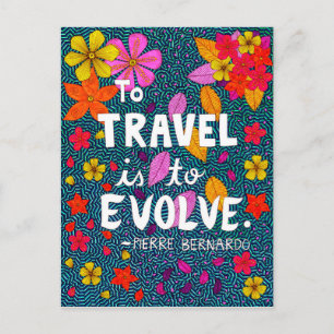 Groene Kleurrijke Bloemen Typografie Travel Quote Briefkaart