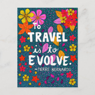 Groene Kleurrijke Bloemen Typografie Travel Quote Briefkaart
