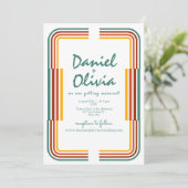 Groene kleurrijke illustratie Foto Wed Uitnodiging (Staand voorkant)