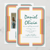 Groene kleurrijke illustratie Foto Wed Uitnodiging (Voorkant / Achterkant)