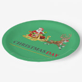 Groene kleurrijke Kerstdag 9"Rond Document Bord (Gekanteld)