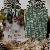 Groene, kleurrijke Kerstmis, volledige verticale f Feestdagenkaart