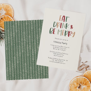 Groene, kleurrijke kerstoosterse Drink en wees lek Kaart