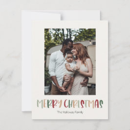 Groene kleurrijke kerstverticale foto met één foto feestdagenkaart