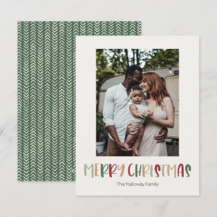 Groene kleurrijke kerstverticale foto met één foto feestdagenkaart