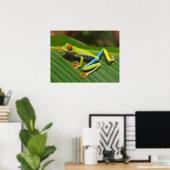 Groene kleurrijke Oerwoud kikker Poster (Thuiskantoor)