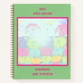 Groene Kleurrijke Paraplu's Klas Leerling  Notitieboek
