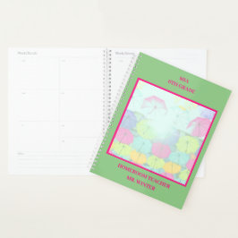 Groene Kleurrijke Paraplu's School Classroom Planner
