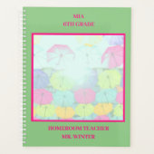 Groene Kleurrijke Paraplu's School Classroom Planner (Voorkant)