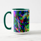 Groene kleurrijke "vierkanten met verkeerde pensee mok (Links)