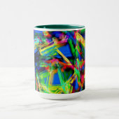 Groene kleurrijke "vierkanten met verkeerde pensee mok (Midden)