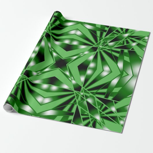 Groene kleurverloop gevulde perspectieftekening cadeaupapier (Uitgerold)