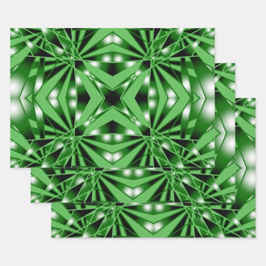 Groene kleurverloop gevulde perspectieftekening inpakpapier vel (Set)