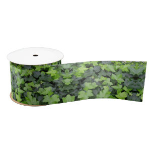 Groene klimop botanische print satijnen lint
