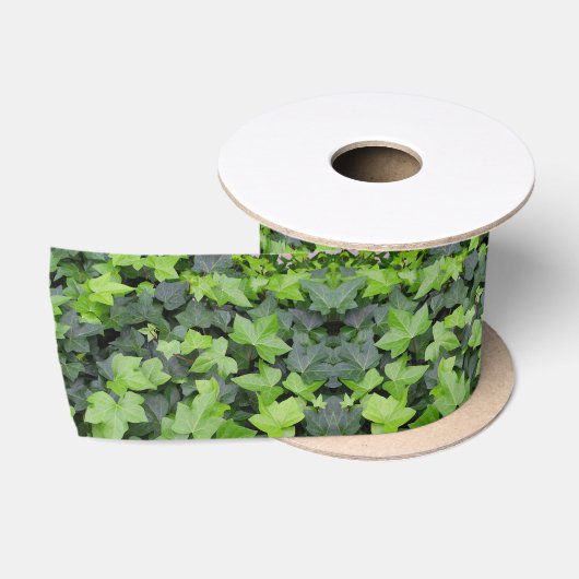 Groene klimop botanische print satijnen lint (Spoel)