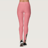 Groene klimop op koraalroze leggings (Achterkant)