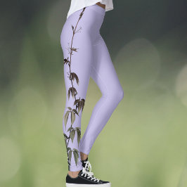 Groene klimop op lila paarse gepersonaliseerde leg leggings