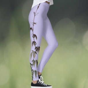 Groene klimop op lila paarse gepersonaliseerde leg leggings