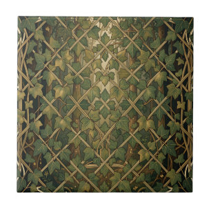 Groene klimop roosterwerk vintage bos patroon tegeltje