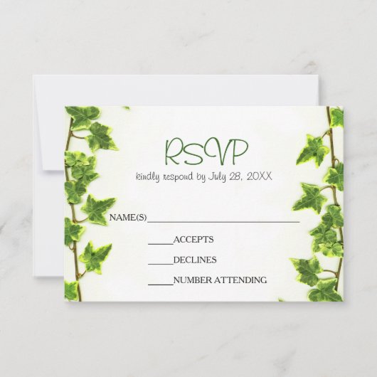 Groene Klimop - RSVP Kaart (Voorkant)