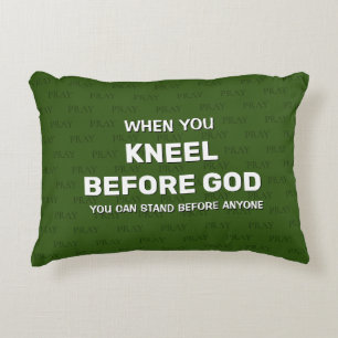 Groene KNEEL VÓÓR GOD Prayer Accent Pillow Kussen