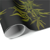 Groene knoppen op zwart, speciaal opvulpapier cadeaupapier (Rol Hoek)