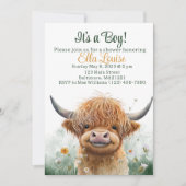 Groene koe Hoogland baby shower uitnodiging (Voorkant)