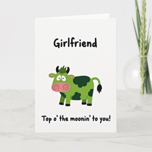 Groene Koe Patroon Vriendin Kaart (Voorkant)