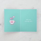 Groene koffie en vriendinnetje: Birthday groet Kaart (Binnen)