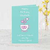 Groene koffie en vriendinnetje: Birthday groet Kaart (Gele Bloem)