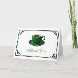 Groene koffiekop baby shower bedankkaart