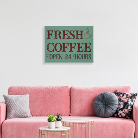groene koffiewinkel voor gebarentaal canvas afdruk (Insitu (Woonkamer))