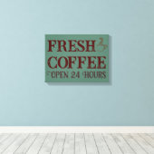 groene koffiewinkel voor gebarentaal canvas afdruk (Insitu (Houten vloer))