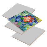 Groene Koi Fish and Red Flower Colorful Mosaic Tegeltje<br><div class="desc">Groene koivissen zwemmen in blauw water met felrode bloem in een mozaïekvijver van de tegel koi is een kleurrijke Zen decoratieve keramische tegel. Personaliseer met Initialen en een Naam. Dit is één van de veelvoudige coördinerende design met originele kunstfoto's door JLW_PHOTOGRAPHY.</div>