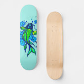 Groene Koi Karper Blauwe Bloemen Persoonlijk Skateboard (Voorkant)