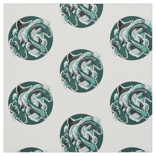 Groene Koi Stof (Swatch)