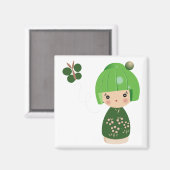 Groene Kokeshi Triplet Magnet (Voorkant / Achterkant)
