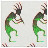 Groene kokopelli op wit stof (Close Up)