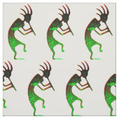 Groene kokopelli op wit stof (Swatch)