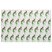 Groene kokopelli op wit stof (Fat Quarter)