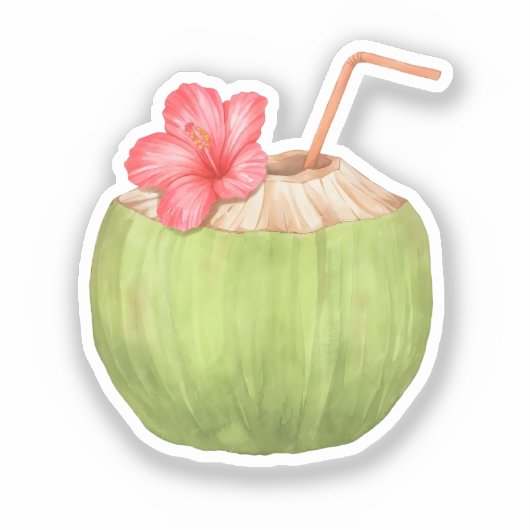 Groene Kokosdrank Sticker (Voorkant)