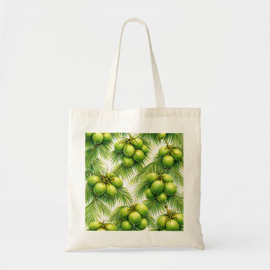 Groene Kokospalm Tropisch Patroon Tote Bag (Voorkant)